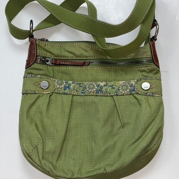 RARE FOSSIL VINTAGE ORIGINAL CANVASS AND LEATHER CROSSBODY WOMEN’S BAG - Picture 2 of 16